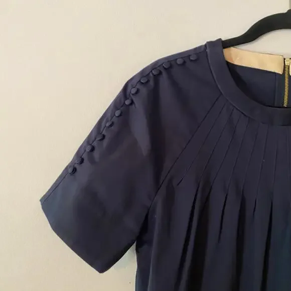 NWT Ted Baker London Navy Blue A-line Shift Dress Preppy Cotton Women's size 2 - Picture 4 of 11